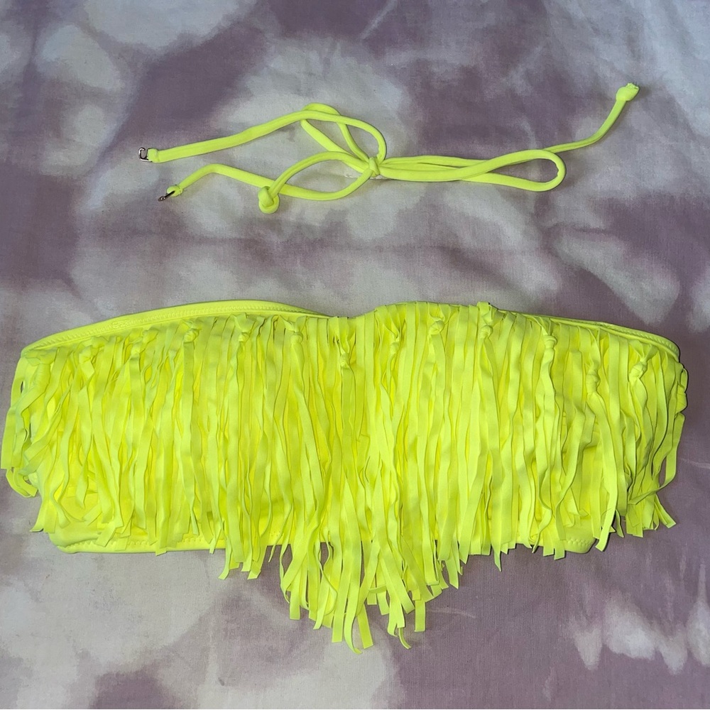Women’s Victoria’s Secret Fringe Knot Neon Bandeau Bikini Top